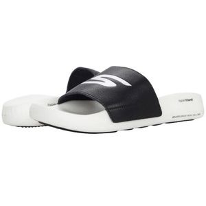 Skechers Hyper Men’s Post-Exercise Recovery Slide Sandals, Black/White, US 9